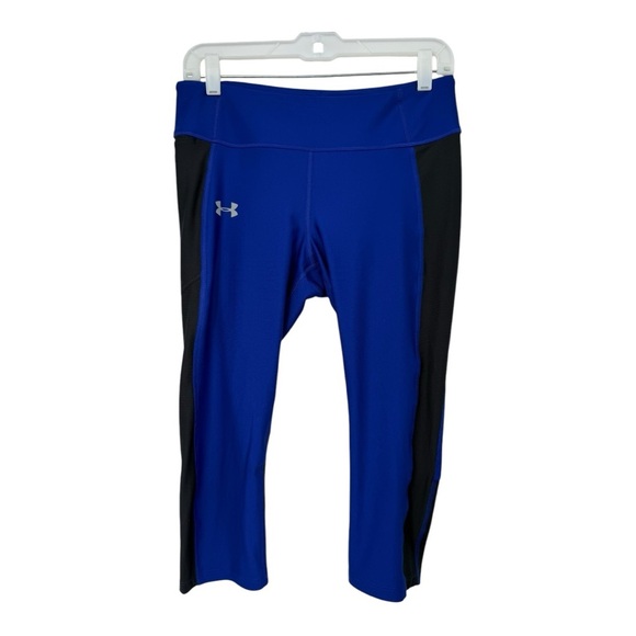 UNDER ARMOUR HEAT GEAR ACTIVEWEAR CROP PANTS LEGGINGS IN BLUE AND BLACK NWOT - Picture 1 of 8